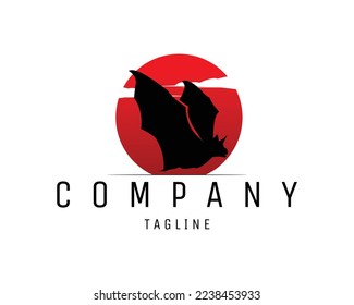 bat silhouette logo illustration vector isolated on white background showing from side. Best for badge, emblem, icon, sticker design and for flying animal industry. available in eps 10.