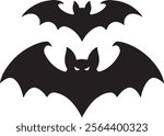 Bat silhouette. Printable template. Bat icon isolated on white.