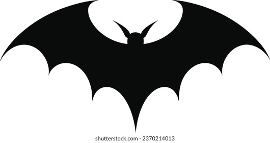 Bat Silhouette. Druckvorlage. Badesymbol einzeln auf Weiß. Vektorgrafik.