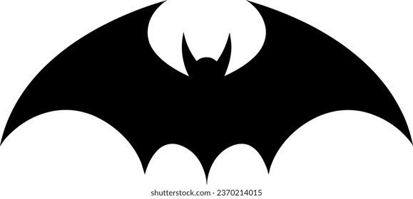 Bat silhouette. Printable template. Bat icon isolated on white. Vector.