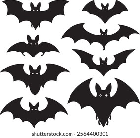 Bat silhouette. Printable template. Bat icon isolated on white.