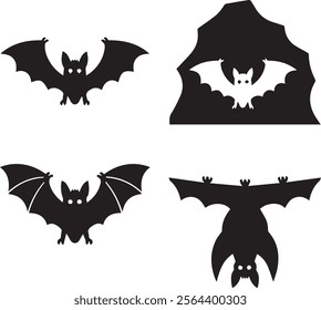 Bat silhouette. Printable template. Bat icon isolated on white.