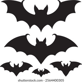 Bat silhouette. Printable template. Bat icon isolated on white.