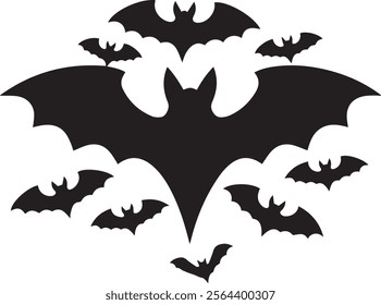 Bat silhouette. Printable template. Bat icon isolated on white.