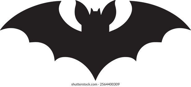 Bat silhouette. Printable template. Bat icon isolated on white.