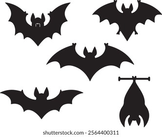 Bat silhouette. Printable template. Bat icon isolated on white.