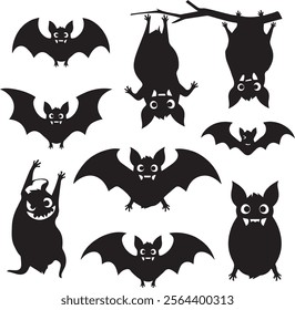 Bat silhouette. Printable template. Bat icon isolated on white.