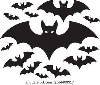 Bat silhouette. Printable template. Bat icon isolated on white.