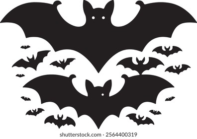 Bat silhouette. Printable template. Bat icon isolated on white.