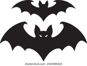 Bat silhouette. Printable template. Bat icon isolated on white.