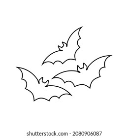 Silhouette de murciélago. Plantillas imprimibles. Icono de murciélago aislado en blanco. Vector.
