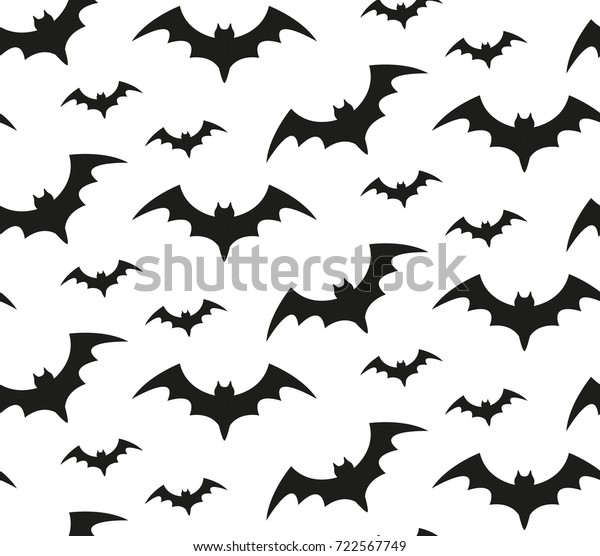 Bat Silhouette Seamless Pattern Halloween Repeating Stock Vector ...