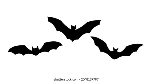Bat silhouette set. Flying bats. Halloween or vampire symbol. Vector illustration.