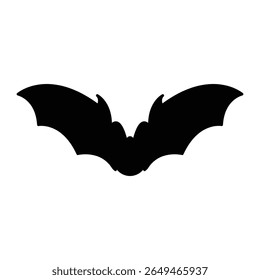 Bat Silhouette Vector, Black Flying Bat Icon for Halloween Spooky Designs.