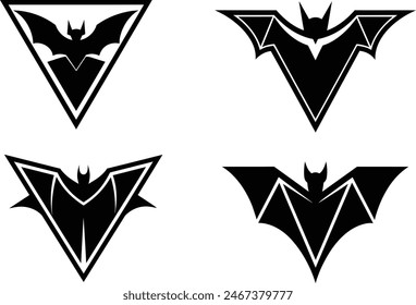 Bat silhouette vector collection.Bat bird soaring gracefully in silhouette.