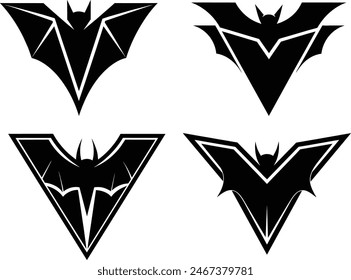 Bat silhouette vector collection.Bat bird soaring gracefully in silhouette.