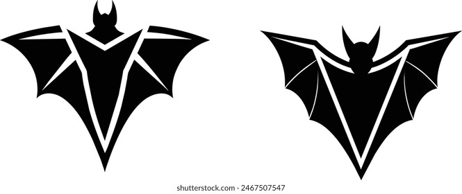 Bat silhouette vector collection.Bat bird soaring gracefully in silhouette.