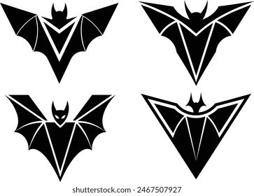 Bat silhouette vector collection.Bat bird soaring gracefully in silhouette.