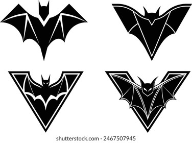 Bat silhouette vector collection.Bat bird soaring gracefully in silhouette.