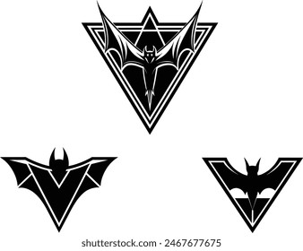 Bat silhouette vector collection.Bat bird soaring gracefully in silhouette.