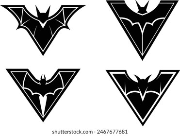 Bat silhouette vector collection.Bat bird soaring gracefully in silhouette.