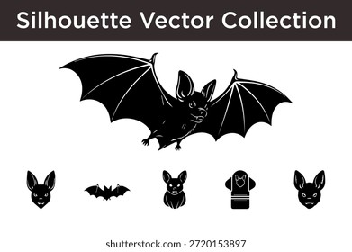 Colección de Vector de silueta de murciélago aislada sobre fondo blanco