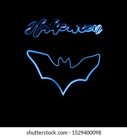 Bat silhouette. Vector flat icons isolated on a black background. Holiday halloween.