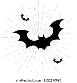 Bat silhouette vector icon logo Halloween character ghost, vector illustration 