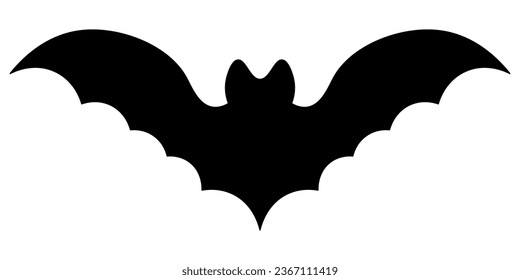 Bat. Silhouette. Vector illustration. Isolated white background. Flat style. Halloween symbol. Animal vampire. Blood-sucking mammal. All Saints' Day. A carrier of dangerous infections.