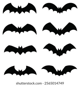 bat silhouette vector. bat illustrations set