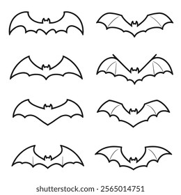 bat silhouette vector. bat illustrations set