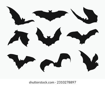 bat silhouette vector set design