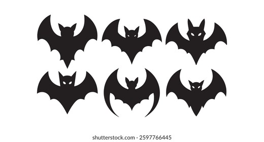 Bat Silhouettes icons set, logos, vector illustration