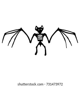 Bat Skeleton Icon Symbol Design. Vector illustration of bat isolated on white background. Halloween graphic.