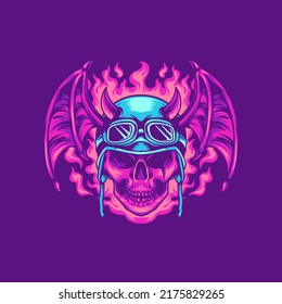 Bat Skull Rider Illustration For Business