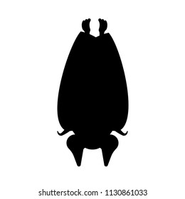 Bat sleep silhouette isolated. Night animals vampire. Vector illustration
