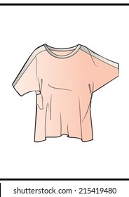 Bat sleeve long top,t-shirt shape in vector.