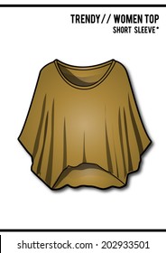 Bat sleeve top,t-shirt shape in vector.