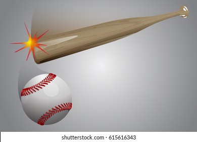 Bat smash the baseball Vector