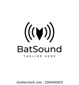 Bat Sound For Echolocation Vector Logo Design