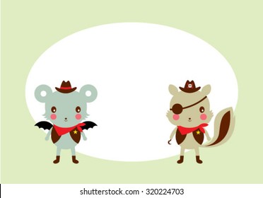bat and squirrel friend tag vector