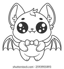Bat standing and wearing bow tie, for coloring