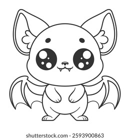 The bat stands alone and smiles, for coloring