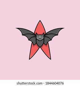 bat star illustration design template can used logo isolated in pink background.