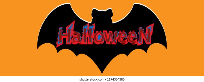 Bat. Sticker icon. Happy Halloween. Vector illustration.