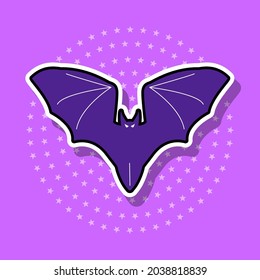 Bat sticker isolated object, vector illustration.