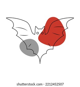 murciélago en el estilo de la línea de arte con puntos de color. ilustración vectorial