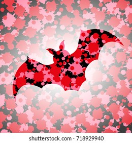 Bat, symbol of Halloween, on background with drops and splashes.