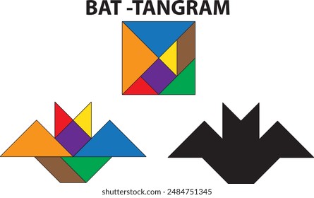 Bat Tangram Puzzle. Education and Creativity.