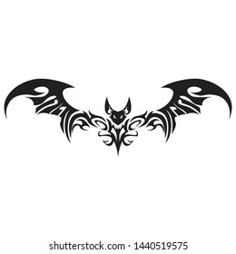 Bat Tattoo Black Silhouette Vector